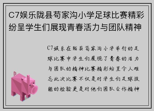 C7娱乐陇县苟家沟小学足球比赛精彩纷呈学生们展现青春活力与团队精神